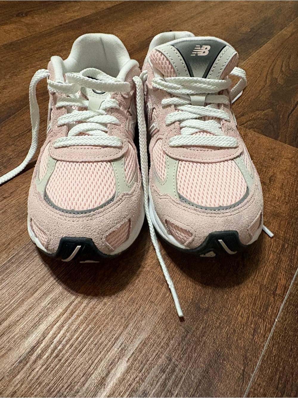 New Balance Kids Light Pink and White Lace-Up Sneakers
